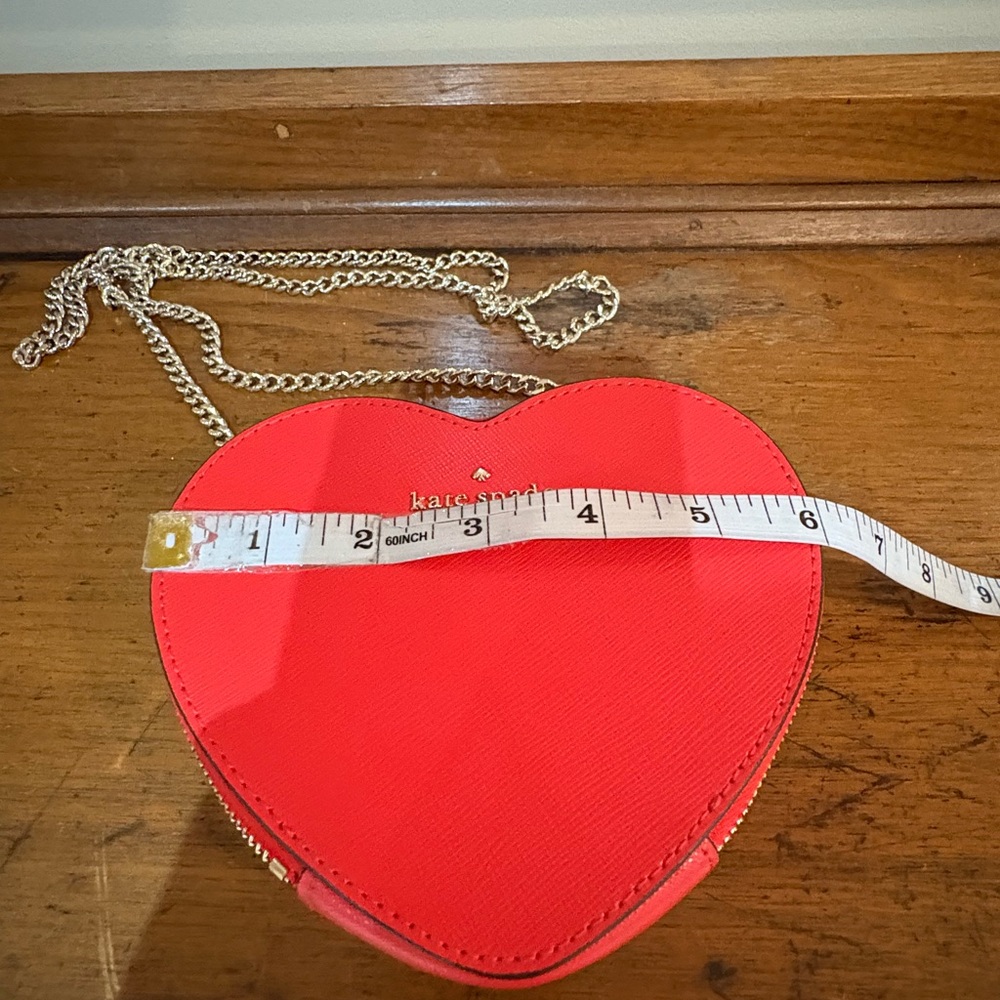 Kate Spade Candied Cherry Red Love Shack Mini Heart Crossbody Purse Chain Strap - Picture 3 of 8
